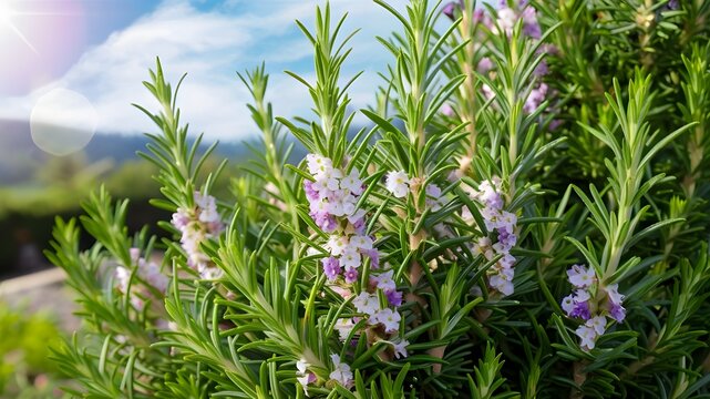 biberiye rosemary (Salvia rosmarinus): Fragrant Herb with Evergreen Leaves and Colorful Flowers