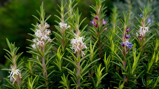 biberiye rosemary (Salvia rosmarinus): Fragrant Herb with Evergreen Leaves and Colorful Flowers