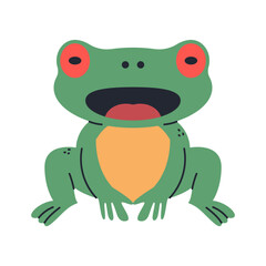 Cute frog with red eye vector cartoon illustration isolated on a white background.