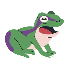 Cute green tree frog vector cartoon illustration isolated on a white background.