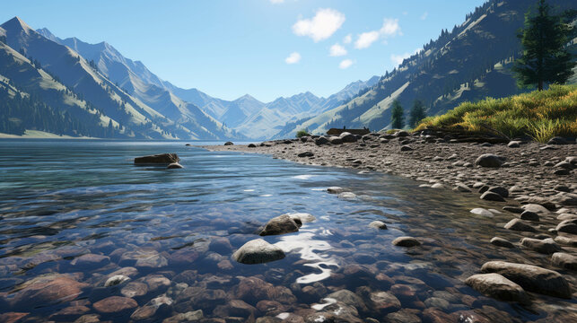 lake in the mountains  high definition(hd) photographic creative image