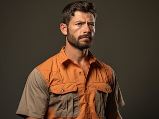 Obraz premium Bearded Man in Orange Shirt