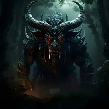 evil monster in dark night fantasy image 
