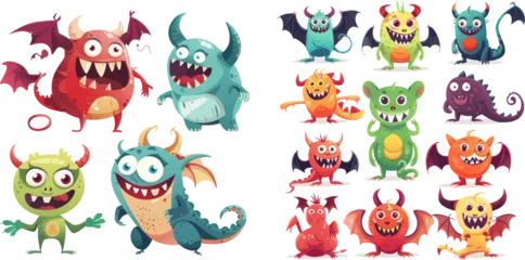 Lichtdoorlatende gordijnen Monster Halloween funny mascots