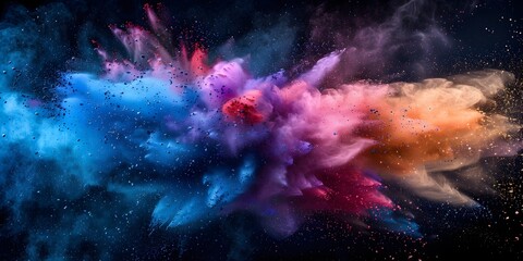 Colorful Chalk Dust Explosion of Movement and Vibrant Energy in the Sky