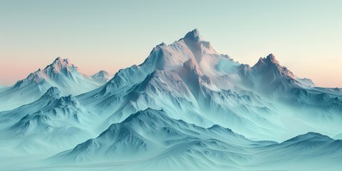 Fototapeta premium Stylized Dreamlike Mountain Landscape with Misty Peaks and Ridges in Ethereal Digital Render