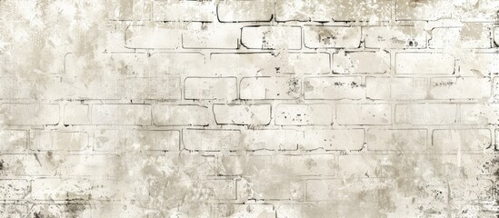 A detailed shot of a beige brick wall with chipped paint creating a rustic texture. The rectangular pattern adds a touch of vintage charm