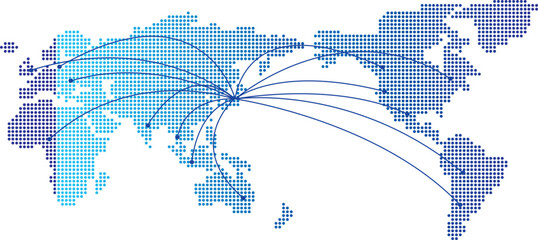 Digital map of Asia Japan global network business data transfer telecommunication connectivity cyber technology business exchange information vector illustration
 - obrazy, fototapety, plakaty