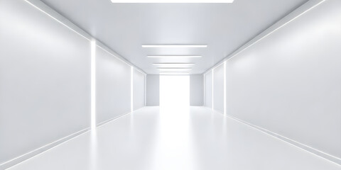 Obraz premium A minimalist room with white walls and bright lights, devoid of furniture or decoration