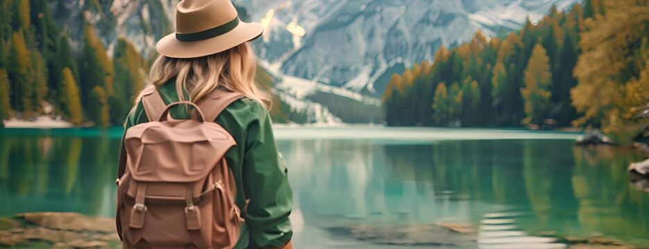 carefree travel woman outdoors 4K Video