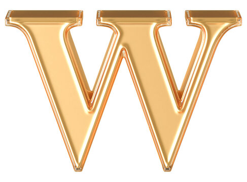 Gold 3D Letter W Font  - Alphabet  3d Render