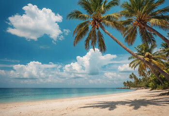 beach with palm trees summer vacation