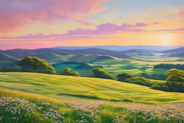 Obraz premium a beauty of the morning in the village area with yellowing