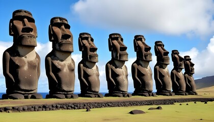 Captivating Panorama Of The Moai Statues On Easter