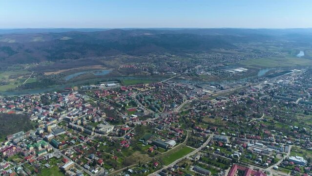 Beautiful Mountain Landscape Panorama Sanok Aerial View Poland