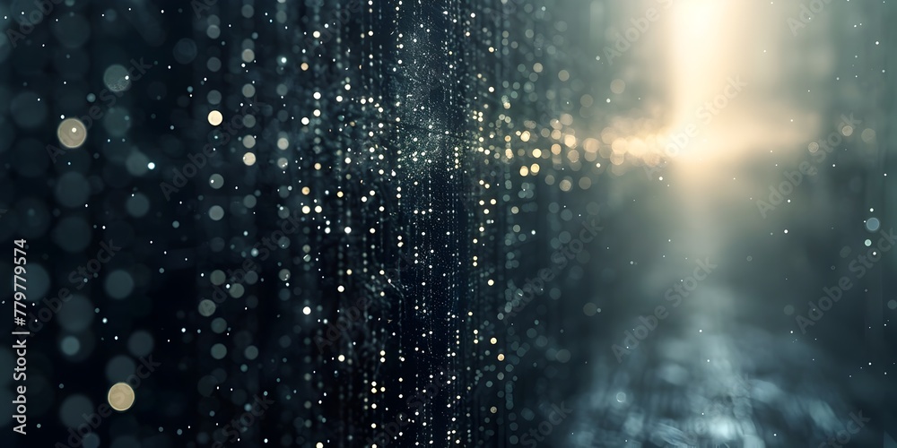 Poster flowing binary code representing digital information and technology in the modern era