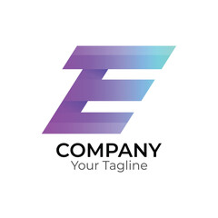 E abstract typography 3d colorful letter logo design template