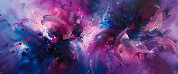Swirls of cobalt and magenta create a dynamic abstract display, capturing the essence of vibrant...