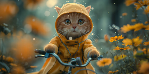 Katze fährt Fahrrad