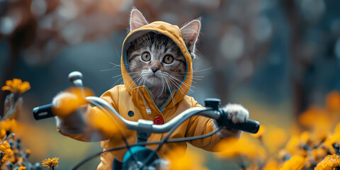 Katze fährt Fahrrad