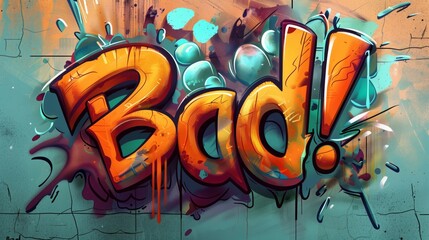 Grunge styled 'Bad' text with rusty texture against a dark background