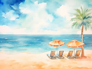 beach with chairs background