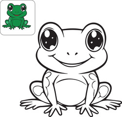 Green Frog Coloring For Kids