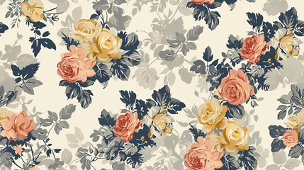 images of Vintage Florals arranged in a seamless pattern