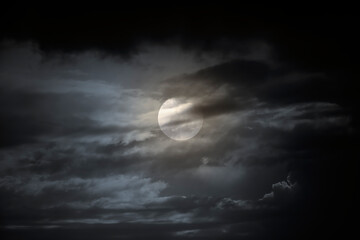 Overcast full moon night - 779783933