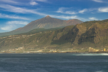 Los Silos landscape, with Teide volcano background, long exposure photography, Tenerife, Canary...