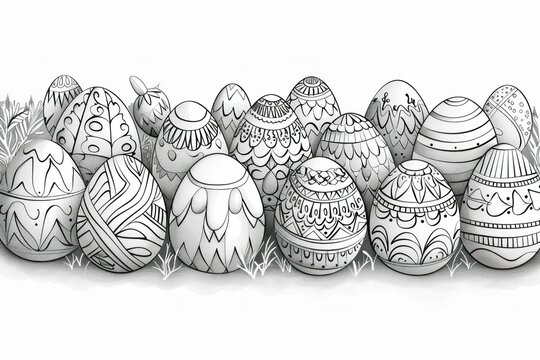 Set of Easter egg coloring pages for kids in large size for coloring activities