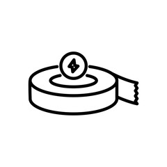 electrical tape icon vector, black line style, isolated background