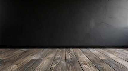 Textured dark wall with a wooden floor in an interior scene