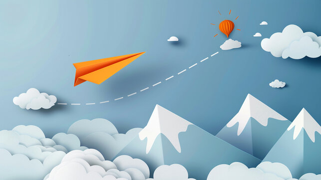 A paper plane soaring high, symbolizing the launch of innovative ideas and the aspiration to reach new heights