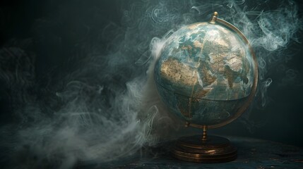 Enshrouded Globe Exploring History s Mysterious Aura - obrazy, fototapety, plakaty