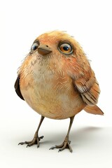 oiseau façon cartoon 3d, petit animal rigolo, illustration ia générative - obrazy, fototapety, plakaty