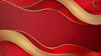 Abstract luxury red gold background. Modern golden line wave design template. Generative Ai