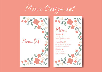 メニューデザインセット08　ピンクの花