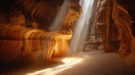 Antelope Canyon's winding, narrow paths, with light beams penetrating the deep, richly colored rock
