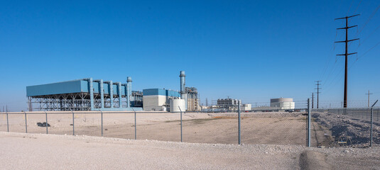 Electricity being generated by natural gas near Hobbs, New Mexico, USA