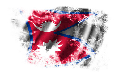 White background with torn flag of Nepal