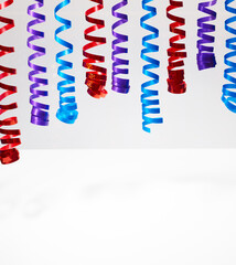 decorative blue, red and purple streamer ribbons - 779789370
