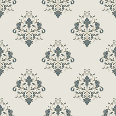 Floral ornament. Contour hand-drawn pattern. Seamless retro background.