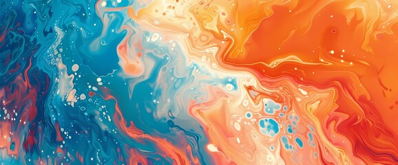 Sun-kissed tangerine meets electric cerulean in a captivating swirl of abstract brilliance.