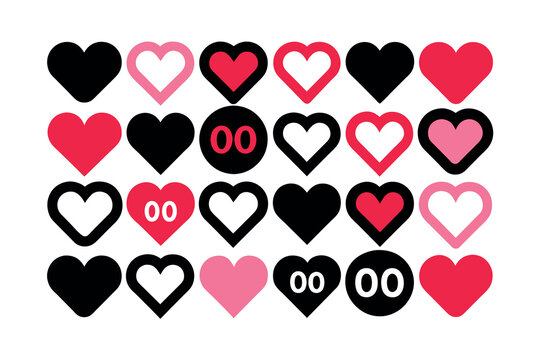 heart shape icon set, vector set heart shape, lovers on Valentine's Day