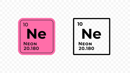 Neon, chemical element of the periodic table vector design