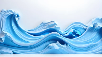Fotobehang blue color 3d sea wave water landscape background wallpaper © Ivanda