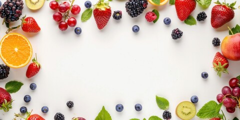 Naklejka na ściany i meble Mixed fruit photo frame