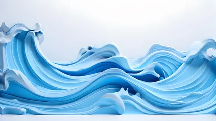 Gordijnen blue color 3d sea wave water landscape background wallpaper © Ivanda