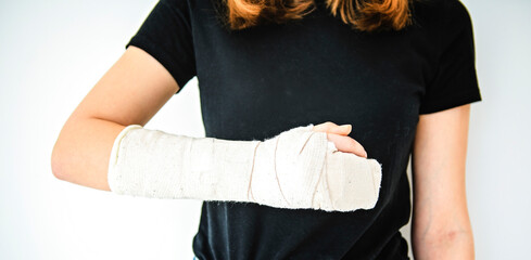 injury hand and arm isolated on white background